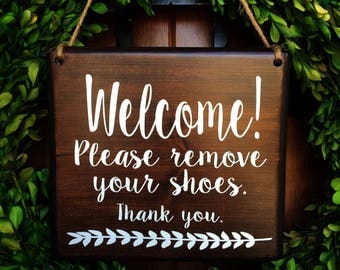 Please remove Shoes Sign | Remove Shoes Sign | No Shoes Door Signs | 7x8 | Door Hanger | Front Door | Remove Shoes Door Sign | welcome sign