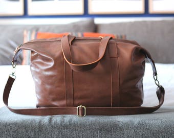 RAI - Brown weekender bag, leather handbag, leather hobo bag, overnight bag, leather duffel, leather bag women, handmade genuine leather bag