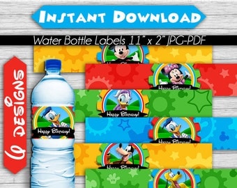 50% OFF SALE Mickey Mouse Clubhouse Water Bottle Labels, Instant Download, Pdf jpg