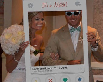 Tinder Frame Cut Out Wedding Photobooth Prop Printable DIY Wedding, Engagement, Birthday, Photo Booth, Custom Tinder Match (Digital File)
