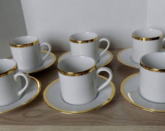 12 piece white porcelain demitasse cups and saucers