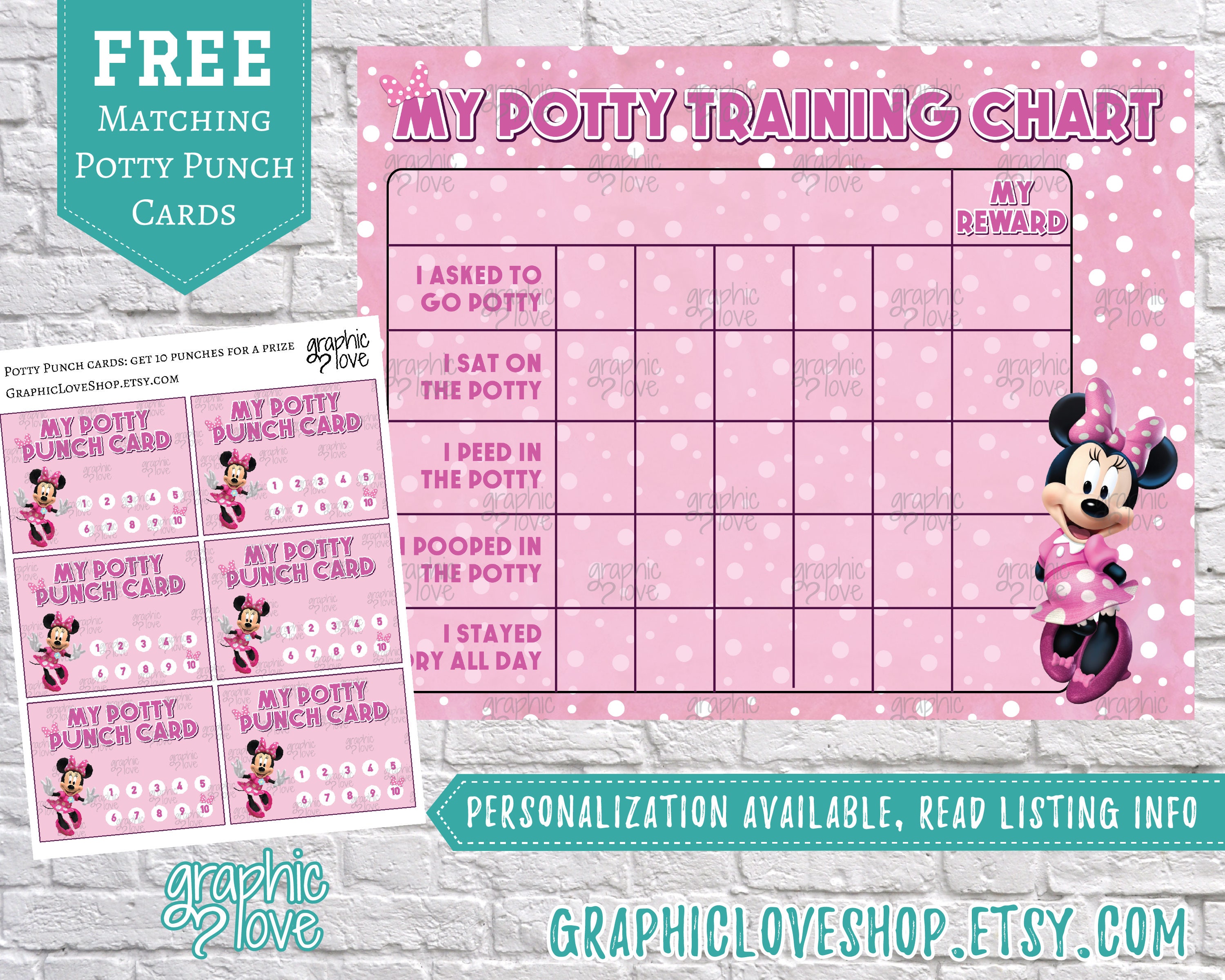 Printable Minnie Mouse Pink Potty Training Chart FREE Punch