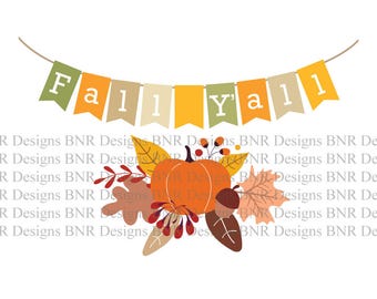 Fall SVG Cut File, DXF Cut File, Banner svg, Cricut File, Silhouette File, Fall Y'all