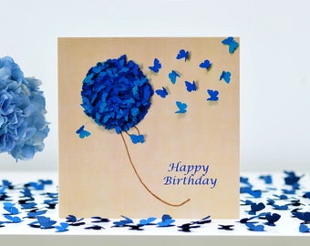 Mum Birthday Card, Flower Birthday Card, Birthday Hydrangea Card, Butterfly Birthday Card, Neighbour Card, Nan Birthday Card, Friend Card