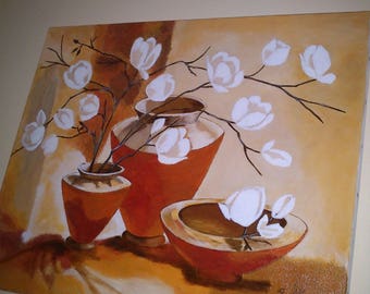 some white flowers in contemporary fashion