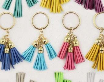 Bright Colorful Suede Tassel Keychain / Trendy Wedding Favors / Gift for Her / Small Bridesmaid Gift Favor / New Baby Shower Favors Gift
