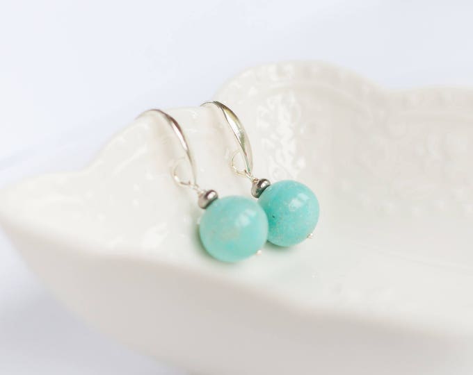 Baby blue earrings, Big blue earrings, Aqua blue earrings, Blue earrings for women, Women blue earrings, Blue ball earrings, 8-18 mm