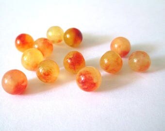 natural yellow jade and orange 8mm 10 beads
