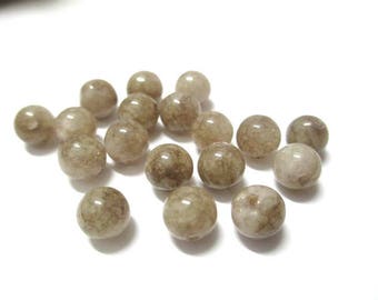 10 pearls natural mottled Brown jade 6mm (C)