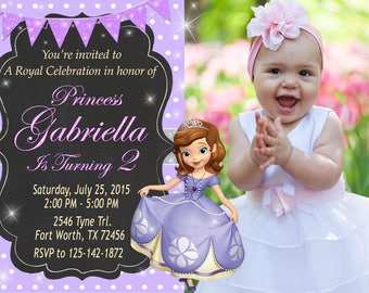 Sofia the First Invitation, Sofia the First Birthday, Sofia the First Party