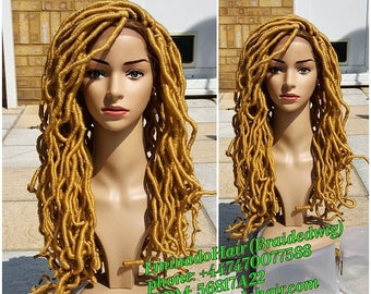 In stock.Braided Wig, Golden long Faux Locs.Twist. Golden. Braidwig, Braidswig.Glueless.