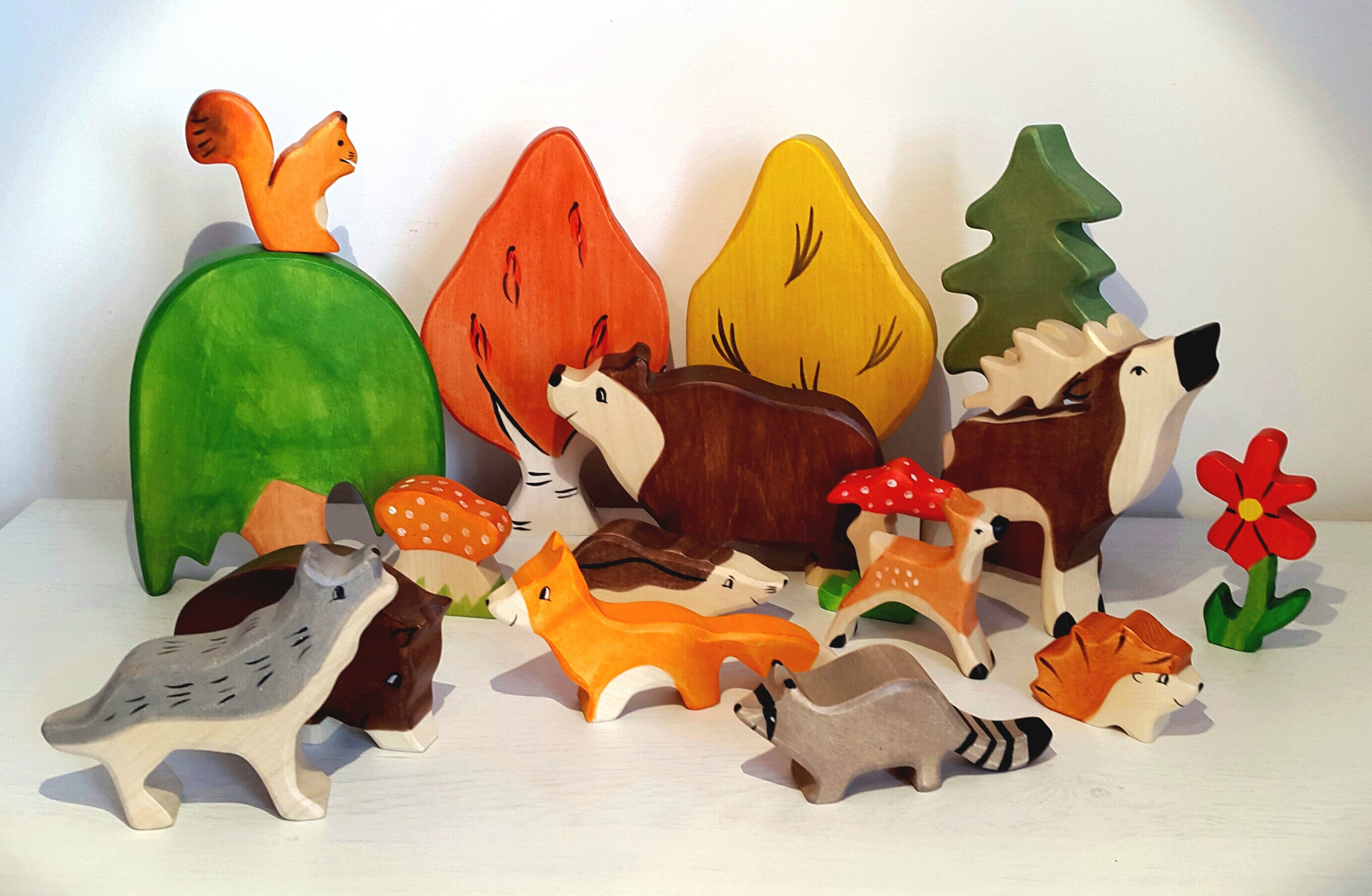 Waldorf wooden toys Wooden animals Woodland toys Organic