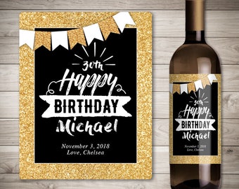 birthday wine labels etsy