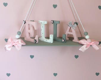 Hanging wall shelf nursery shelf nursery decor wall art shelf shelf with beads kids room girls room storage boys room storage