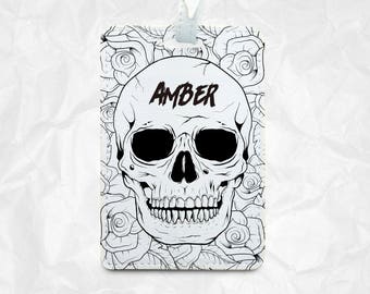 halloween skulls with floral as halloween gift with personalized name monogram printing luggage tag - Halloween Skulls Pictures halloween skulls with floral as halloween gift with personalized name monogram printing luggage tag - Halloween Skulls Pictures