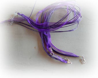 3 organza and dark purple color cotton twist