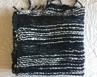 Handwoven Organic Cotton Scarf - Black & white
