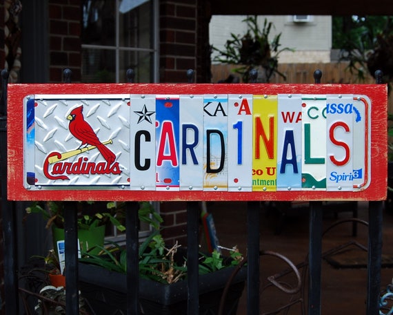 CARDINALS logo St Louis Cardinals license plate wood sign