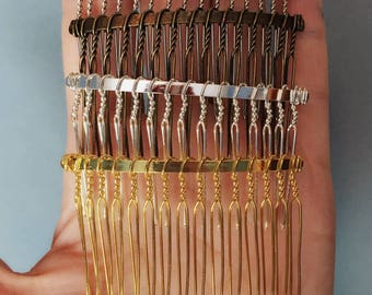 3 Inch Metal Hair Comb / Choose Finish / DIY Wire Hair Accessories / Veil Combs / Black, Gold, Silver, Bronze, Gunmetal Hair Comb / HA10