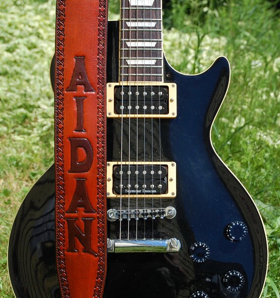 BadAss Personalized Custom Leather Guitar Strap Monogrammed