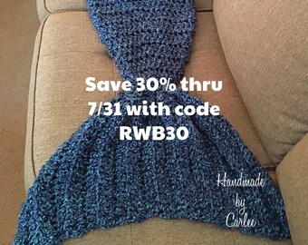 Mermaid tail blanket, Ships in 1-2 weeks! adult mermaid tail blanket, child mermaid tail blanket, crochet mermaid tail blanket