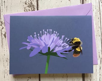 Bumblebee greeting card - blank inside
