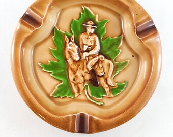 Beauty of a Mid Century Round Mountie Novelty Ashtray/Trinket Dish