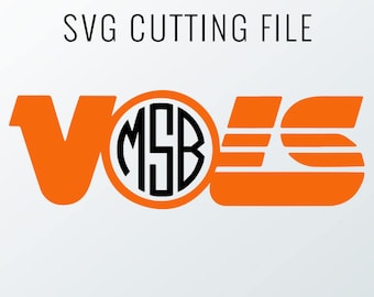Tennessee Vols Monogram Frame Cutting Files, Svg, Eps, Dxf, Png for Cricut & Silhouette | Go Vols Graphics | Rocky Top Monogram Frame