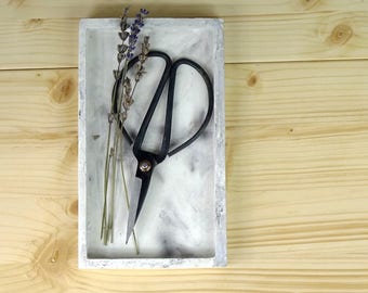 Concrete marble tray, Vanity tray, White concrete tray, Concrete plate, Desk tray, Office mail tray, Coin tray, Hygge decor