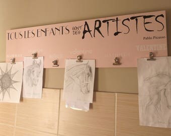 Every child is an artist . Panneau bois personnalisable .Panneau citation Pablo Picasso
