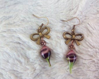 GLASS BEADS EARRING FILE 14 MM AND CHARMS