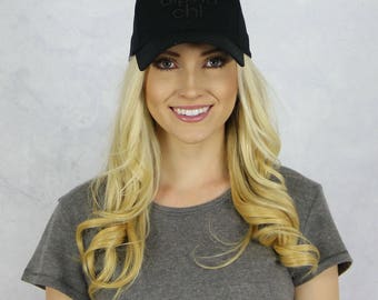 Alpha Chi Omega Baseball Hat in Black on Black