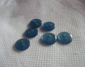 Set of 6 blue buttons 2 hole 12 mm
