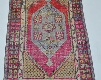 Turkish Rug,Oushak Rug,Beatifull Colors Combination Retro Rug,Vivid Bold Colors Chic Rug,Decorative Throw Rug,2'9''x4'3''ft/83x130 cm
