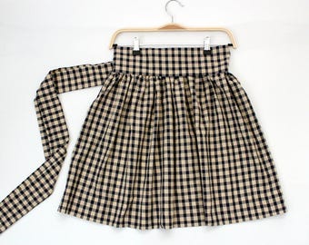 Gingham gathered half apron, gingham half apron, Country apron, cute aprons for sale, aprons for women, gathered half aprons, cute apron