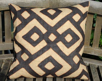 Kuba Cloth cushion cover/Kuba cloth pillow/African Kuba cloth/raffia cloth/DR. Congo/authentic/appliques/50x50cm (20x20") KC55