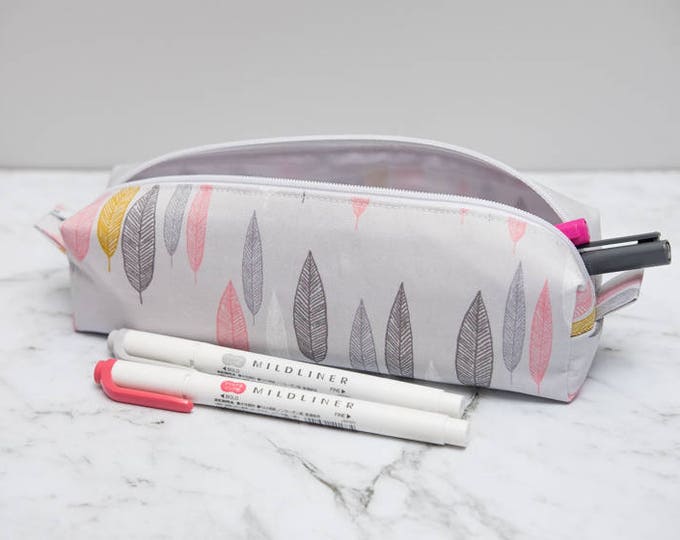 Pink and Gold Leaves pencil case