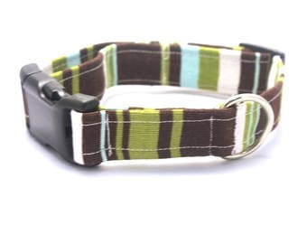 Blue, Green, and Brown Striped Collar