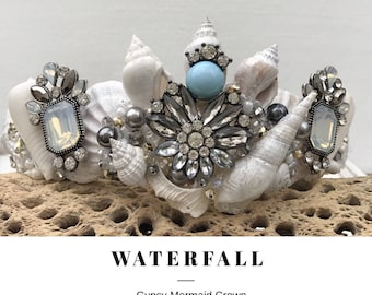 Mermaid Crown, Shell Crown, Festival Crown, Beach Bride Seashell Crown ~ WATERFALL