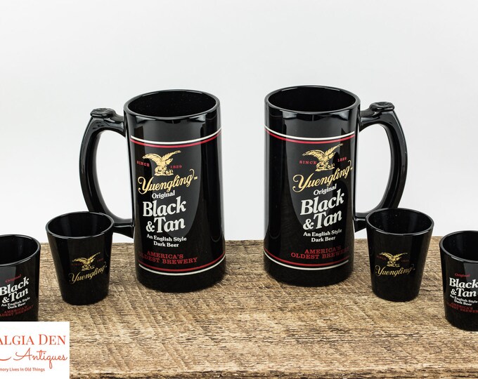 Yuengling Black & Tan Beer | Libbey Shot Glasses And Mugs | Vintage Barware