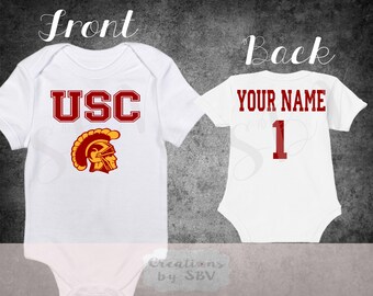 USC Trojans Football bodysuit, USC Trojans Football FAN Baby bodysuit, Football bodysuit, Trojans bodysuit, baby football jersey