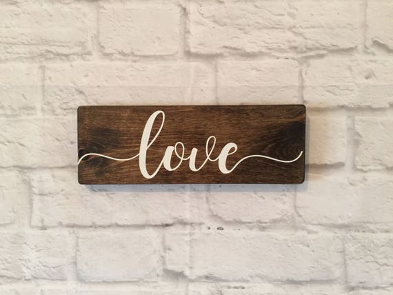 Love Wood sign Hand painted Wall art Love Inspired Rustic