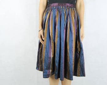 VINTAGE 80s Striped Taffeta Skirt Size 8