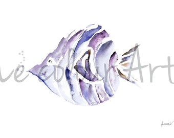 Watercolour The swim, under the sea, underwater, minimalist art, digital art, Modern decor, Watercolour fish, Acuarela, Bubbles