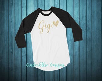 New Grandma Raglan; Gigi Raglan; Gigi Est Raglan; Personalized Grandma Raglan; Personalized Grandma Shirt