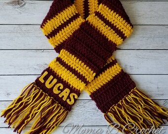Crochet Harry Potter Scarf, Baby Gryffindor Scarf, Baby Gryffindor House Scarf, Harry Potter Scarf, Hogwarts Scarf, Baby Harry Potter Scarf