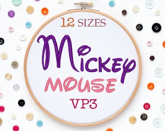 12 Sizes Mickey Mouse Disney Embroidery Font VP3 Format Embroidery Machine,Initials Monogram,Monogram Design,Instant Download