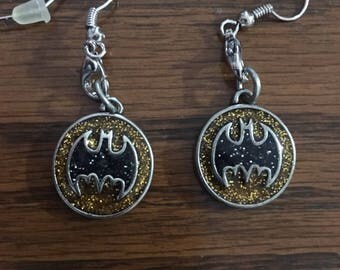 Glittery Batman Earrings