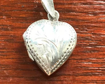 Sterling Silver Vintage Heart Locket Necklace