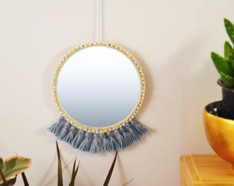 Miroir Tressé avec Pompons Fait-main - Hand-made Braided Mirror with Tassels